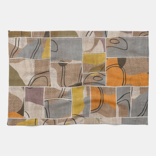 Patchwork-Collage, Quilt-Mix-Muster Geschirrtuch (Horizontal)