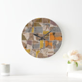 Patchwork-Collage, Quilt-Mix-Muster Große Wanduhr (Zuhause)