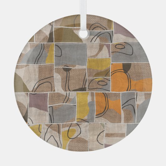 Patchwork-Collage, Quilt-Mix-Muster Ornament Aus Glas (Vorderseite)