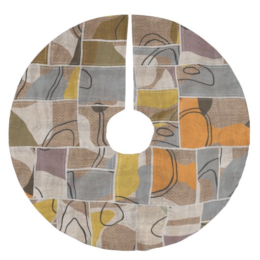 Patchwork-Collage, Quilt-Mix-Muster Polyester Weihnachtsbaumdecke (Vorderseite)