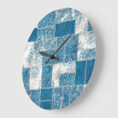 Patchwork-Collage: Quilt-Muster-Mix Große Wanduhr (Winkel)