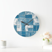 Patchwork-Collage: Quilt-Muster-Mix Große Wanduhr (Zuhause)