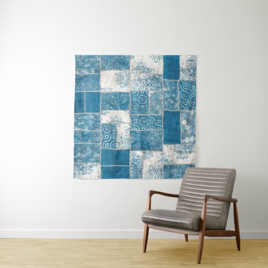Patchwork-Collage: Quilt-Muster-Mix Wandteppich (Beispiel (Horizontal))