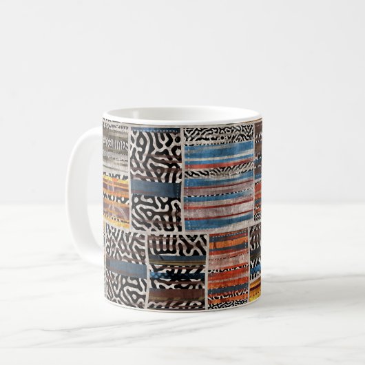 Patchwork Collage: Quilt Pattern Extravaganza Kaffeetasse (Vorderseite Links)
