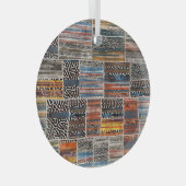 Patchwork Collage: Quilt Pattern Extravaganza Ornament Aus Glas (Vorderseite Rechts)