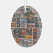 Patchwork Collage: Quilt Pattern Extravaganza Ornament Aus Glas (Vorderseite links)