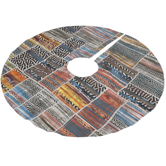 Patchwork Collage: Quilt Pattern Extravaganza Polyester Weihnachtsbaumdecke (Schrägansicht)