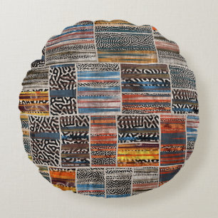 Patchwork Collage: Quilt Pattern Extravaganza Rundes Kissen