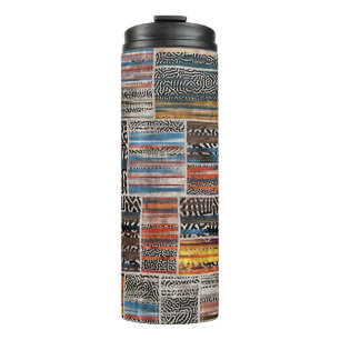 Patchwork Collage: Quilt Pattern Extravaganza Thermosbecher