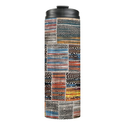 Patchwork Collage: Quilt Pattern Extravaganza Thermosbecher (Vorderseite)