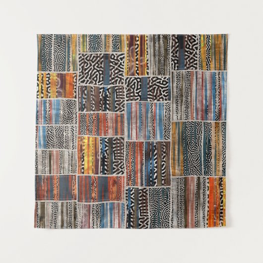 Patchwork Collage: Quilt Pattern Extravaganza Wandteppich (Vorderseite (Horizontal))