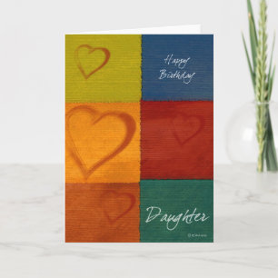 Patchwork Colors and Hearts Daughter Birthday Card Karte