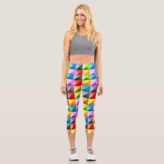 Patchwork Cooles geometrisches Dreieck Capri Leggings (Vorderseite)