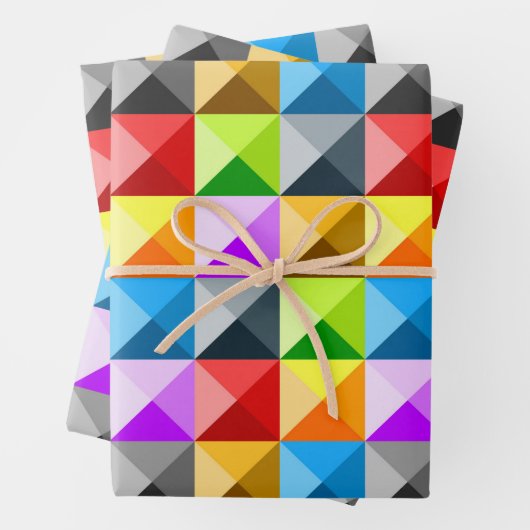 Patchwork Cooles geometrisches Dreieck Geschenkpapier Set (Beispiel)