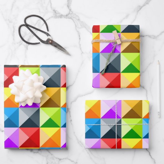 Patchwork Cooles geometrisches Dreieck Geschenkpapier Set (Vorderseite)