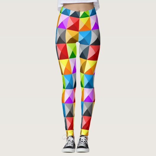 Patchwork Cooles geometrisches Dreieck Leggings (Vorderseite)