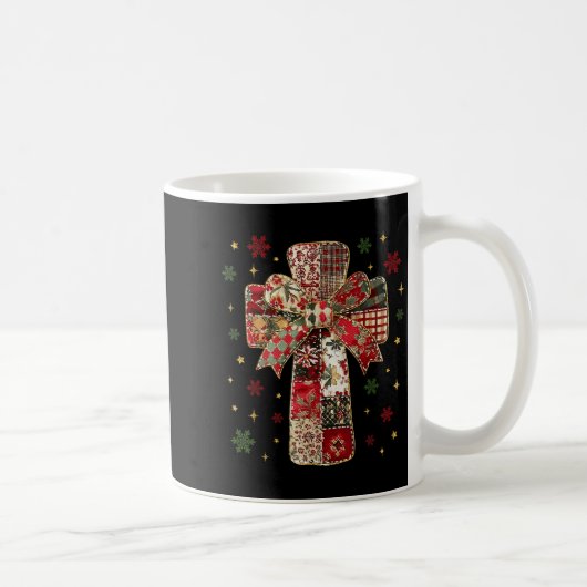 Patchwork Cross Christian Christmas Coquette Bow Kaffeetasse (Rechts)