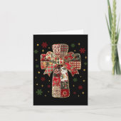 Patchwork Cross Christian Christmas Coquette Bow Karte (Vorderseite)