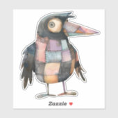 Patchwork Crow Bird Sticker (Blatt)