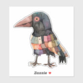 Patchwork Crow Bird Sticker (Blatt)