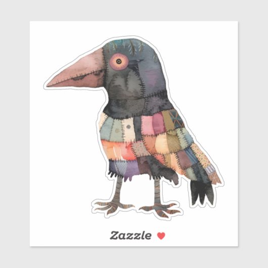 Patchwork Crow Bird Sticker (Blatt)