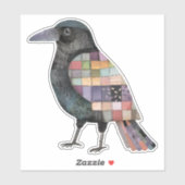 Patchwork Crow Bird Sticker (Blatt)
