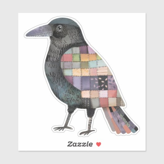 Patchwork Crow Bird Sticker (Blatt)