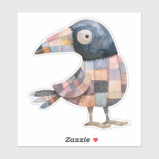 Patchwork Crow Bird Sticker (Blatt)