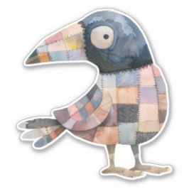 Patchwork Crow Bird Sticker