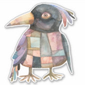 Patchwork Crow Bird Sticker (Vorderseite)