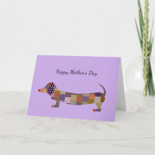 Patchwork-Dachshund-Muttertagskarte Einladung