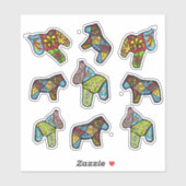 Patchwork Dala Horses Aufkleber (Blatt)