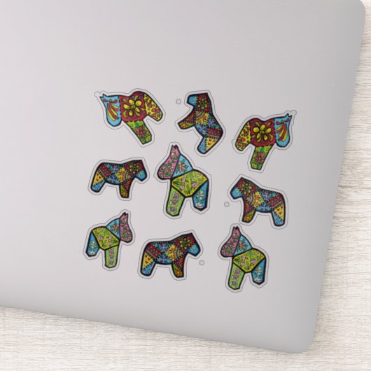Patchwork Dala Horses Aufkleber (Detail)