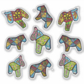 Patchwork Dala Horses Aufkleber (Vorderseite)