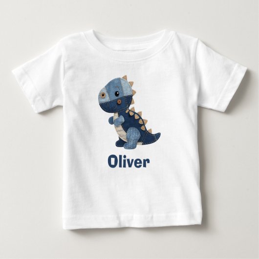 Patchwork Denim Baby T-Rex Baby T-shirt (Vorderseite)