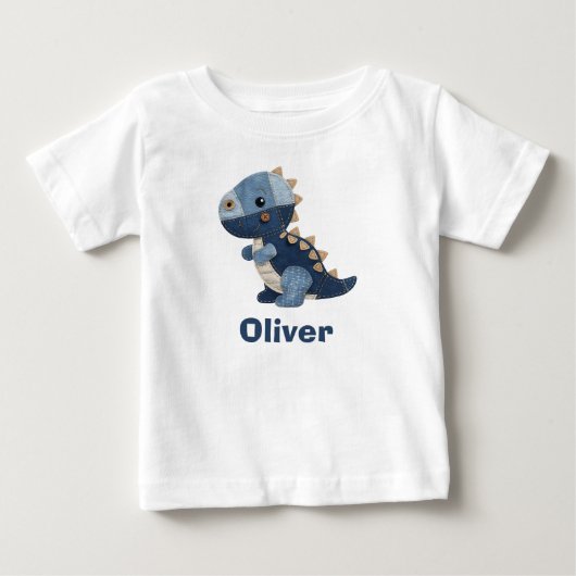 Patchwork Denim Baby T-Rex T-shirt (Vorderseite)