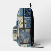 Patchwork-Denim Bedruckter Rucksack (Rechts)