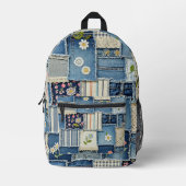 Patchwork-Denim Bedruckter Rucksack (Vorderseite)