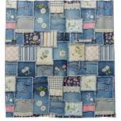 Patchwork Denim Duschvorhang (Vorderseite)