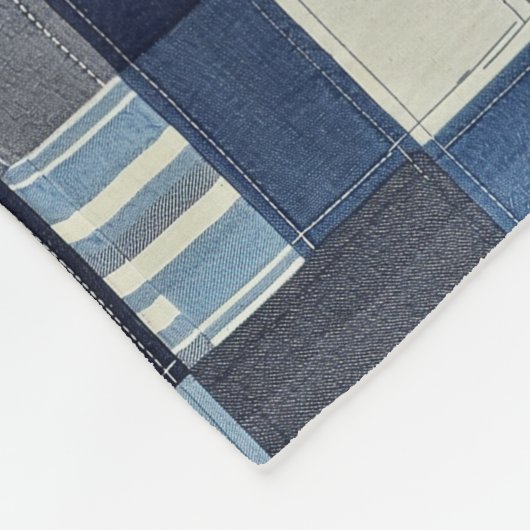 Patchwork Denim Fabric Art Illustration No10 Fleecedecke (Ecke)