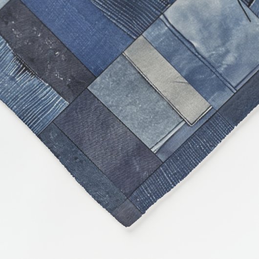 Patchwork Denim Fabric Art Illustration No11 Fleecedecke (Ecke)