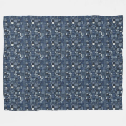 Patchwork Denim Fabric Art Illustration No16 Fleecedecke (Vorderseite (Horizontal))