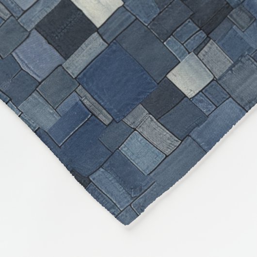Patchwork Denim Fabric Art Illustration No16 Fleecedecke (Ecke)