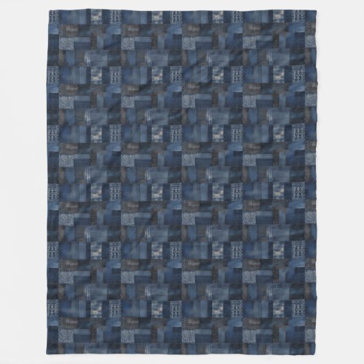 Patchwork Denim Fabric Art Illustration No17 Fleecedecke (Vorderseite)