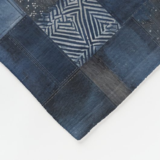 Patchwork Denim Fabric Art Illustration No17 Fleecedecke (Ecke)