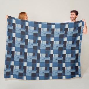 Patchwork Denim Fabric Art Illustration No18 Fleecedecke