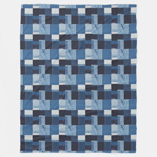 Patchwork Denim Fabric Art Illustration No18 Fleecedecke (Vorderseite)