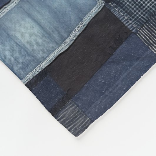 Patchwork Denim Fabric Art Illustration No19 Fleecedecke (Ecke)