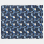 Patchwork Denim Fabric Art Illustration No1 Fleecedecke (Vorderseite (Horizontal))