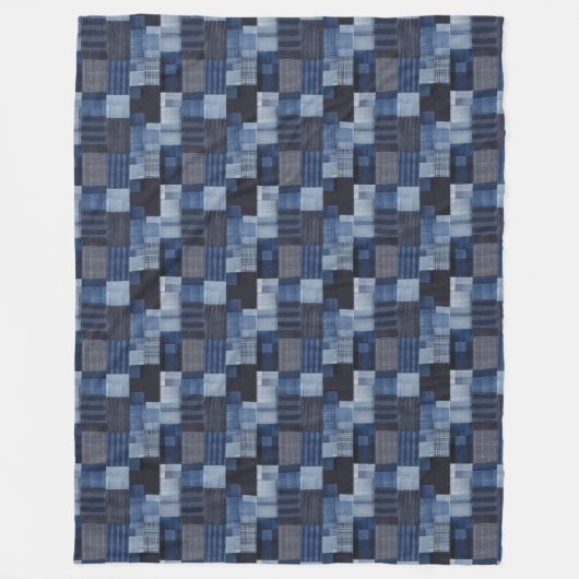 Patchwork Denim Fabric Art Illustration No20 Fleecedecke (Vorderseite)